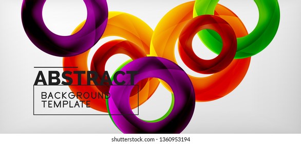 Vector rings abstract background, modern illustration template