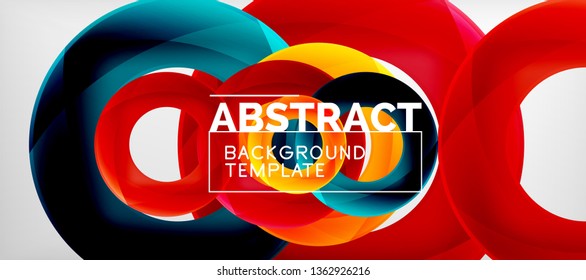 Vector rings abstract background, modern illustration template