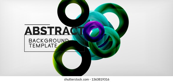 Vector rings abstract background, modern illustration template