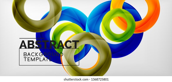 Vector rings abstract background, modern illustration template
