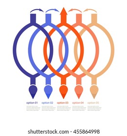 Vector rings infographic. Template for cycle diagram, graph, presentation and round chart. Business concept with 5 options, parts, steps or processes. Data visualization.