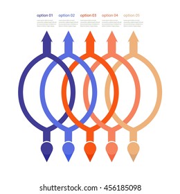 Vector rings infographic. Template for cycle diagram, graph, presentation and round chart. Business concept with 5 options, parts, steps or processes. Data visualization.