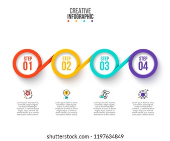 Vector rings infographic. Template for diagram, graph, presentation and chart. Business concept with 4 options, parts, steps or processes. Abstract background.
