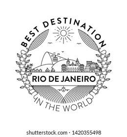 Vector Rio de Janeiro City Badge, Linear Style