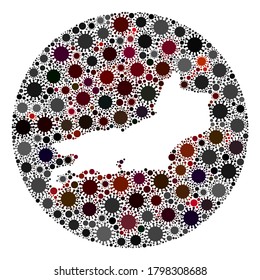 Vector Rio de Janeiro State map collage of flu virus. Infection attacks the quarantine territory from external zone. Hole round Rio de Janeiro State map collage created with infection parts.