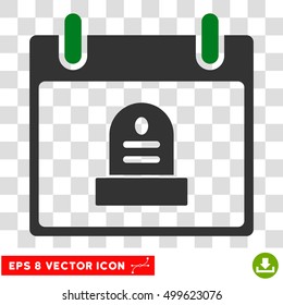 Vector Rip Monument Calendar Day EPS vector pictogram. Illustration style is flat iconic bicolor green and gray symbol on a transparent background.