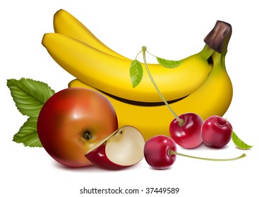 Vector. Ripe fruits and berries.