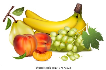 Vector. Frutas y bayas maduras.
