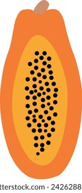 Vektor reife Papaya Vektor halbiert