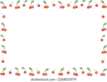 Vector Ripe red cherry berries frame.