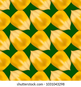 Vector Ripe Yellow Corn Seed Seamless Pattern Isolated on Green Background