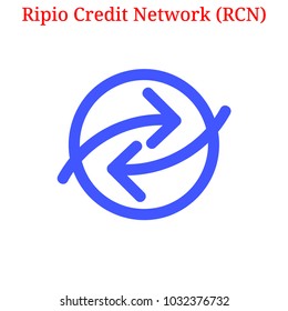 Vector Ripio Credit Network (RCN) digital cryptocurrency logo. Ripio Credit Network (RCN) icon. Vector illustration isolated on white background.