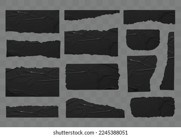 Vector ripped black Stickers paper mock up blank banners tags labels template design - Shutterstock ID 2245388051