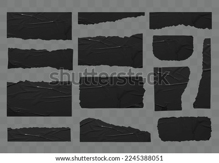 Vector ripped black Stickers paper mock up blank banners tags labels template design