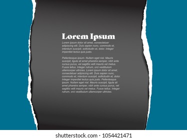 Vector ripped blue paper flyer template - abstract background template with place for your content - vertical scrap