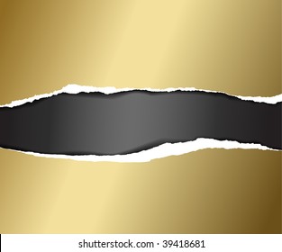 Vector ripped golden paper - abstract Christmas background