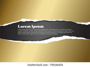 Vector ripped golden paper - abstract background template with place for your content