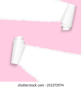 vector of ripped open paper colored pink