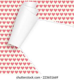 vector of ripped open paper hearts background