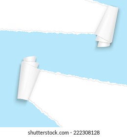 vector of ripped open paper light blue