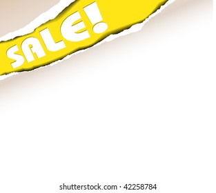 Vector ripped paper - background for items in sale (yellow)
