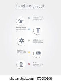 Vector ripped paper background with public service icons.