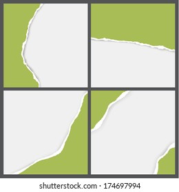 Vector ripped paper backgrounds. Pack of blank ripped papers for your projects. Sizable and editable friendly vector graphic.