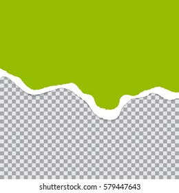 Vector ripped paper edge on a transparent backgrop. Isolated  card. Colored cracked sticker with 3d shadow. Space for text.
