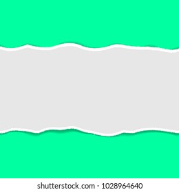 Vector ripped paper. Vector illustration of gray torn paper on an turquoise background with place for your image or text
