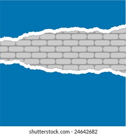 vector ripped paper with white brick background
