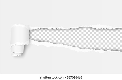 Vector ripped sheet of paper with soft shadow and checkered background in the resulting window