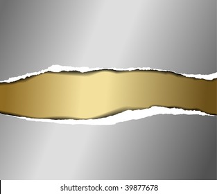 Vector ripped silver and golden paper - abstract Christmas background