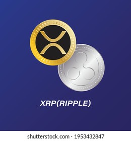 A vector of Ripple coin or XRP on dark blue background. Ripple coin is another alternative for cryptocurrency after Bitcoin.