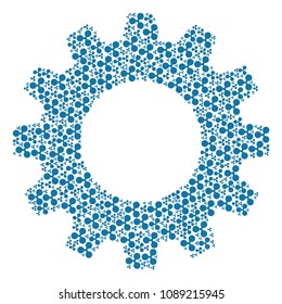 Vector Ripple currency icons are grouped into cog collage. Engineering design concept constructed with Ripple currency elements.