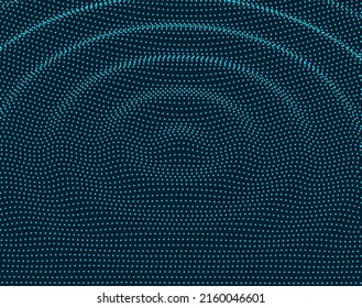 Vector ripple effect. 3D waves formed by dots. Minimal background design with concentric waves.