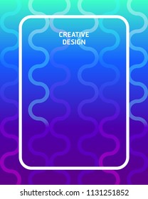 vector ripple lines on green to blue gradient with rectangle frame background