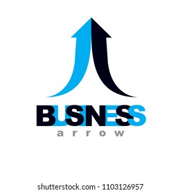 Vector rising arrow. Company increasing  concept. Business abstract logo isolated on  white background.