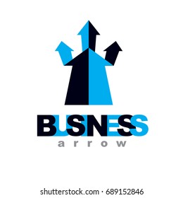 Vector rising arrow. Company increasing  concept. Business abstract logo isolated on  white background.