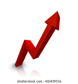 Vector rising arrow on white background