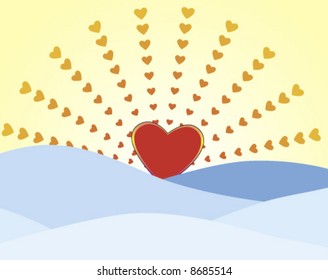 vector of rising heart with rays