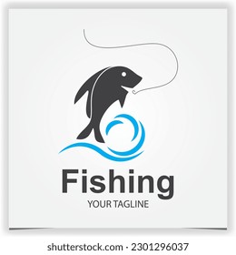 Vector river fishing logo design vector illustration logo premium elegant template vector eps 10