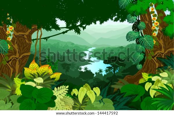 ジャングルの雨林のベクター川 のベクター画像素材 ロイヤリティフリー