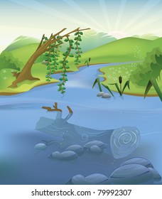 Vector river landscape