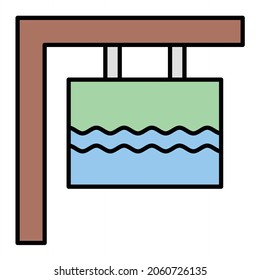 Diseño del icono de contorno de signo de río vector
