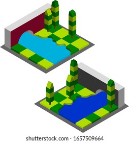 Vector River Tunnel Isometric Design