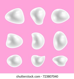 Vector River White Pearl Set Isolated on Pink Background