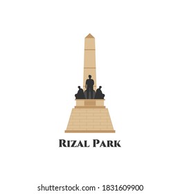 Vector Of The Rizal Monument Memorial In Rizal Park In Manila, Philippines. Minimalistic The Most Famous Landmark Illustration. Philippine Cartoon Art Hand Sketch Style. Business Travel And Trip