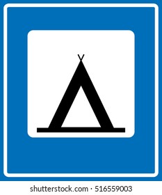 Vector Road Blue Camping Sign.