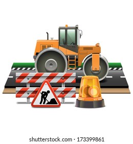 Vector Road Construction with Road Roller