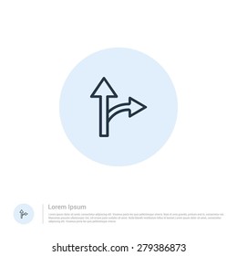 vector Road Direction arrow icon thin line for web and mobile, modern minimalistic flat design. Vector outline icon and offset colour on light white background